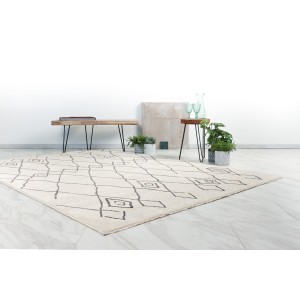 Tapis 170x120cm, design 205 coloris ivoire - Confort et élégance pour votre intérieur