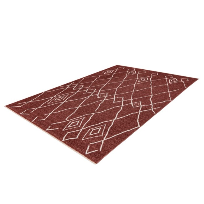Tapis 150x80cm, design A205R coloris terracota - Confort et élégance pour votre intérieur
