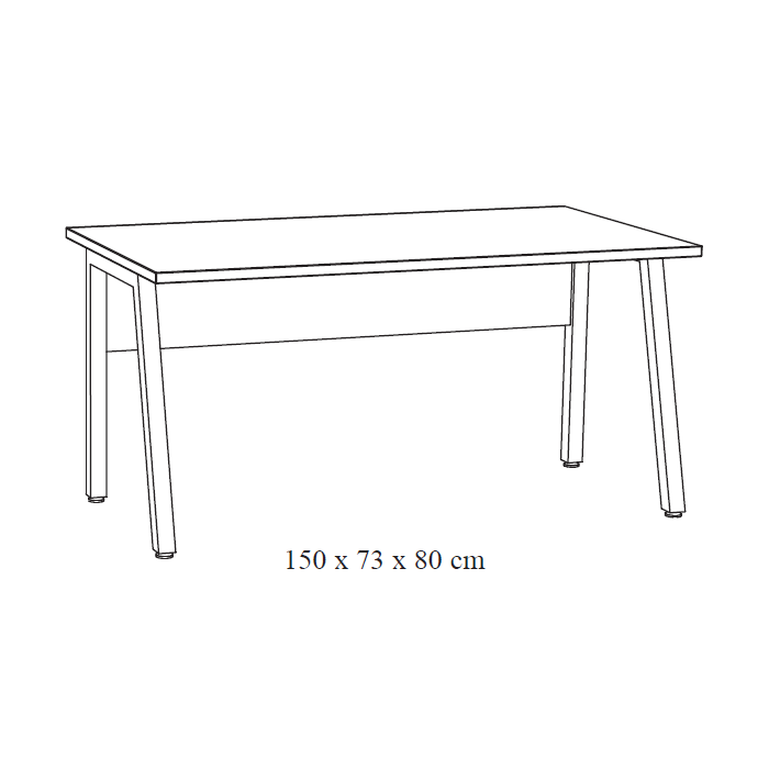 Bureau recht 150cm eik grijs Sherman & zwart - Collectie SOON - Professioneel design