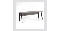 Bureau professionnel droit 200cm chêne gris Sherman et noir - Collection SOON