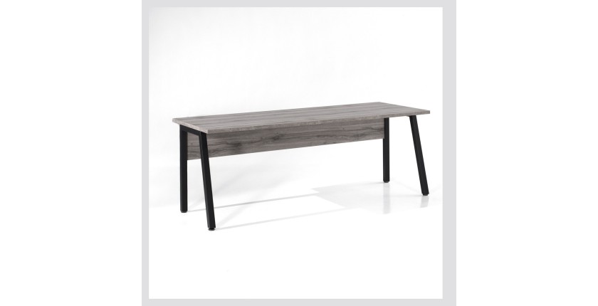 Bureau professionnel droit 200cm chêne gris Sherman et noir - Collection SOON