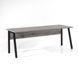 Bureau professionnel droit 200cm chêne gris Sherman et noir - Collection SOON