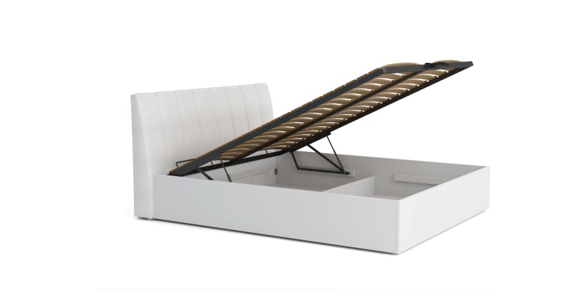 Lit Design collection VERONA avec option Coffre 180x200, coloris blanc