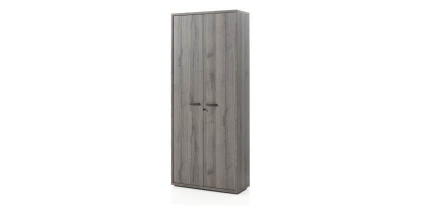 Armadio da Ufficio - Mobile con 2 Porte e scaffali in grigio effetto legno | Collezione SOON | Meublorama