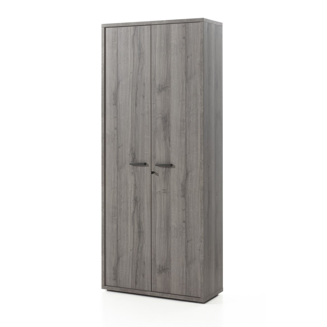 Image of Armadio da Ufficio - Mobile con 2 Porte e scaffali in grigio effetto legno | Collezione SOON | Meublorama