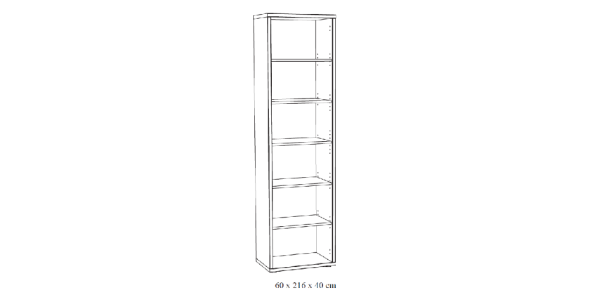 Bibliothèque de Bureau avec 5 étagères coloris chêne gris effet bois | Collection SOON | Meublorama
