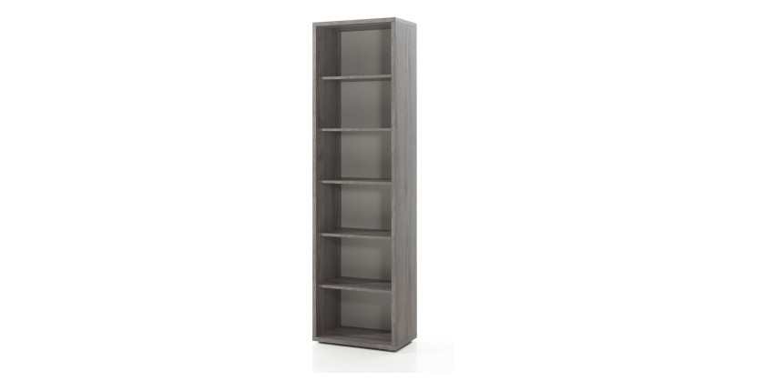 Bibliothèque de Bureau avec 5 étagères coloris chêne gris effet bois | Collection SOON | Meublorama