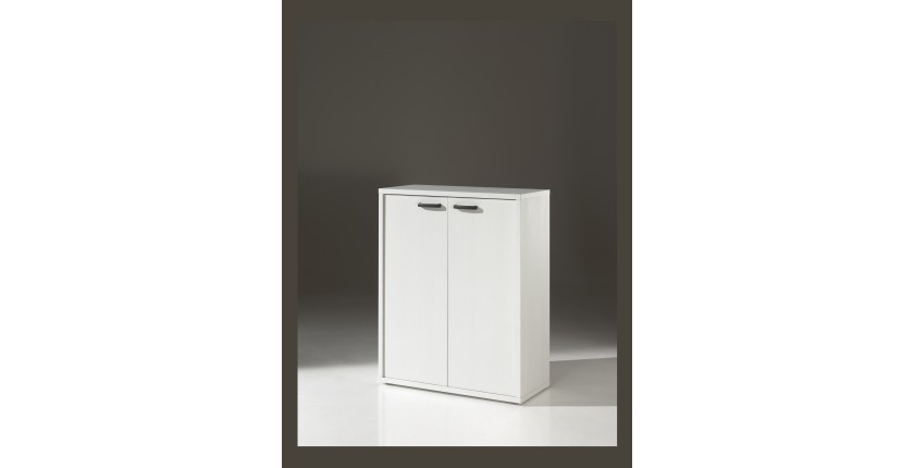 Rangement Bureau – Meuble 2 Portes Blanc Mat – Collection SOON – Meublorama