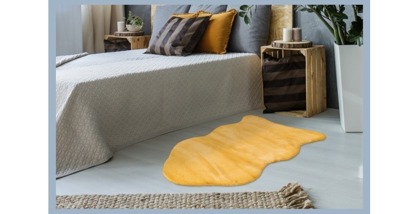 Tapis 90x60cm, design C005Y coloris jaune doré - Confort et élégance pour votre intérieur