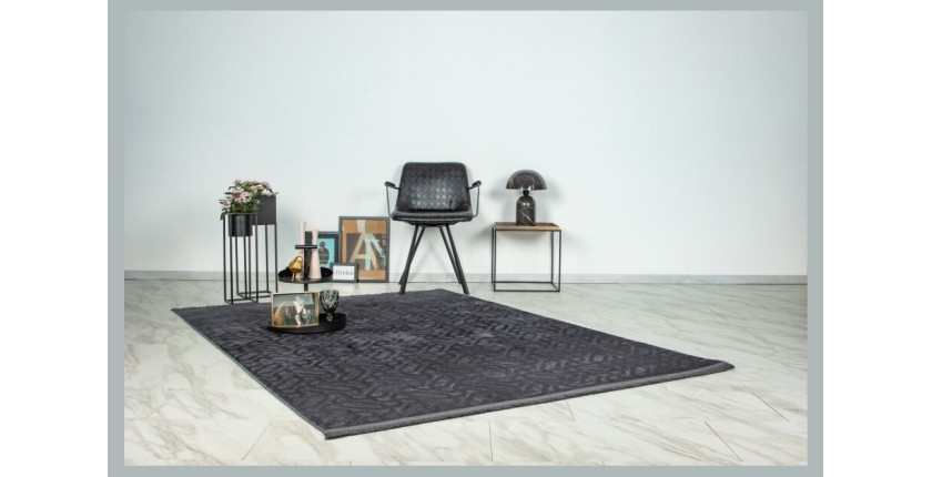 Tapis 280x80cm, design D012A coloris graphite - Confort et élégance pour votre intérieur