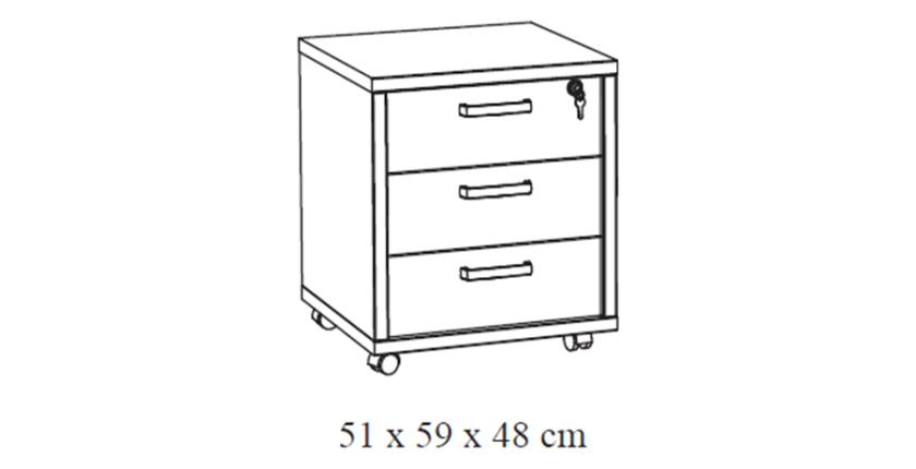 Caisson de rangement bureau 3 tiroirs coloris blanc mat | Collection SOON | Meublorama