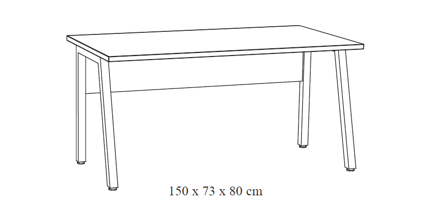 Bureau professionnel droit 150cm – Collection SOON – Coloris Blanc Mat et Noir