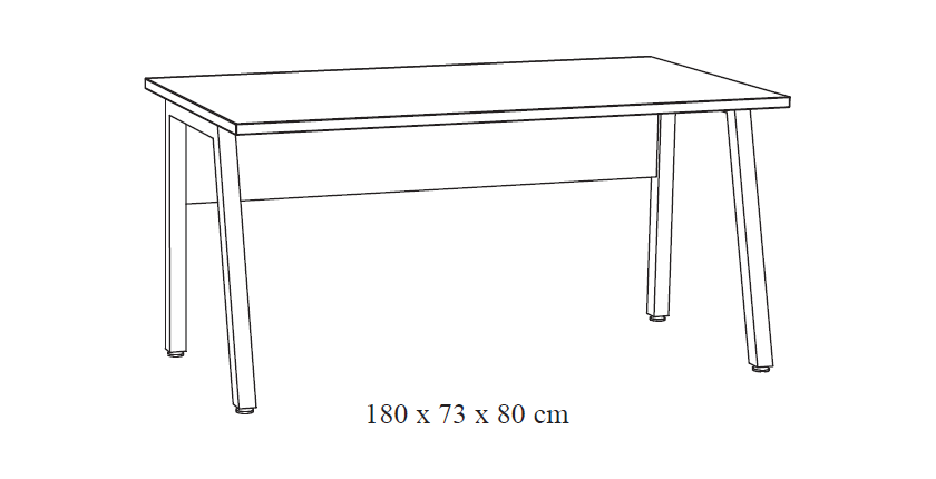 Bureau professionnel droit 180cm – Collection SOON – Coloris Blanc Mat et Noir