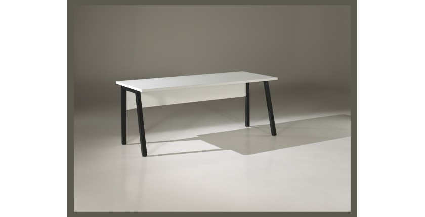 Bureau professionnel droit 180cm – Collection SOON – Coloris Blanc Mat et Noir