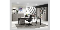 Bureau professionnel droit 180cm – Collection SOON – Coloris Blanc Mat et Noir