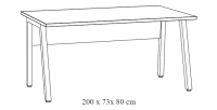 Bureau professionnel droit 200cm – Collection SOON – Coloris Blanc Mat et Noir