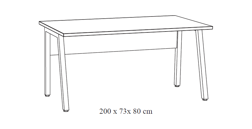 Bureau professionnel droit 200cm – Collection SOON – Coloris Blanc Mat et Noir
