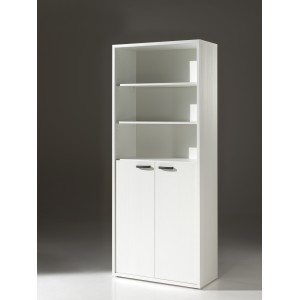 Bibliothèque de bureau – 2 portes et étagères – Collection SOON – Blanc Mat
