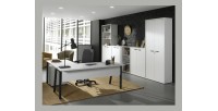 Biblioteca de oficina – 2 puertas y estanterías – Colección SOON – Blanco Mate