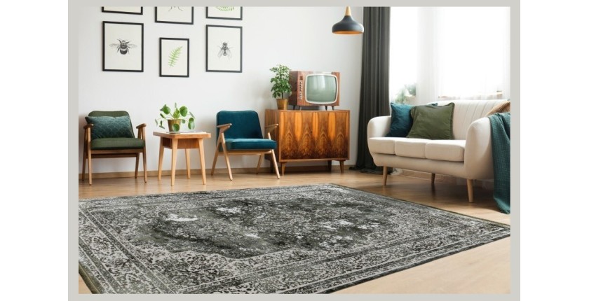 Tapis 150x80cm, design E209E coloris vert - Confort et élégance pour votre intérieur