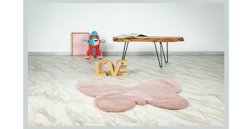 Tapis enfant 100x100, design E005S coloris rose poudré - Confort et élégance pour votre intérieur