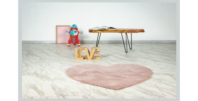 Tapis enfant 100x100cm, design E305S coloris rose poudré - Confort et élégance pour votre intérieur