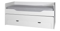 Lit gigogne avec tiroirs 90x200 collection RICCO - Coloris blanc alpin, idéal pour votre enfant et sa chambre