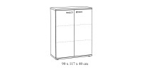 Meuble de rangement pour bureau 2 portes coloris chêne clair collection YUKON