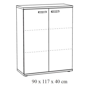 Meuble de rangement pour bureau 2 portes coloris chêne clair collection YUKON