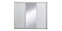 Armoire, garde robe SENA 208 cm deux portes avec miroir. Dressing complet avec penderie et étagères. Coloris Blanc brillant