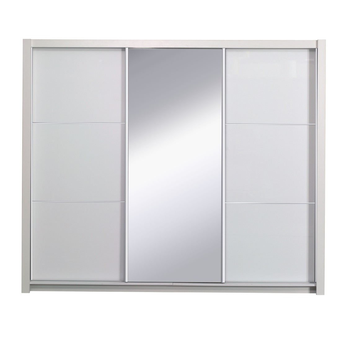 Armoire, garde robe SENA 208 cm deux portes avec miroir. Dressing complet avec penderie et étagères. Coloris Blanc brillant