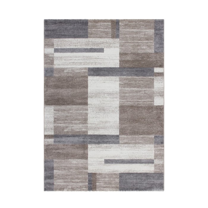 Tapis 150x80cm, design F105G coloris beige argenté - Confort et élégance pour votre intérieur