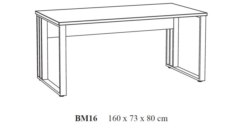 Bureau professionnel 160cm coloris chêne clair et noir collection YUKON