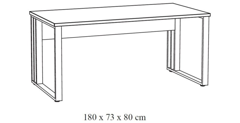 Bureau professionnel YUKON – 180 cm chêne clair et noir – Grand bureau design en métal
