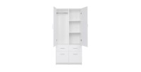 Armoire deux portes et quatre tiroirs collection FLEX, coloris blanc brillant