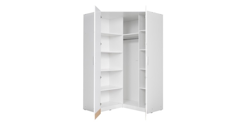 Armoire d'angle deux portes collection FLEX, blanc brillant