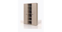 Meuble haut de rangement pour bureau 2 portes et étagères coloris chêne clair – Collection YUKON