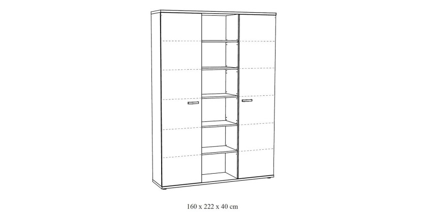 Meuble haut de rangement pour bureau 2 portes et étagères coloris chêne clair – Collection YUKON