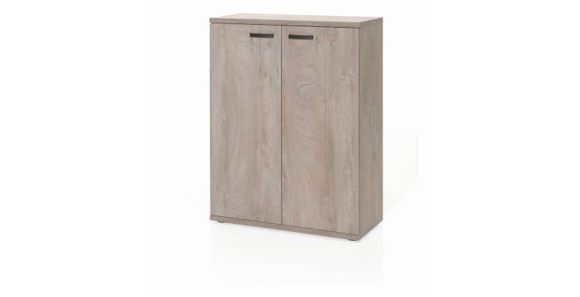 Meuble de rangement pour bureau 2 portes coloris chêne brut collection YUKON