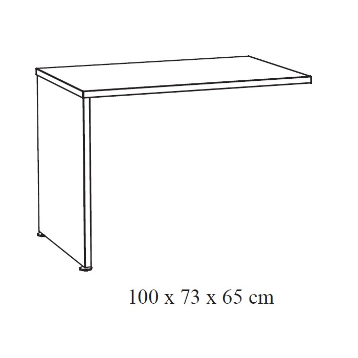 Ritorno per scrivania YUKON – 100 cm quercia grezza e gambe nere – Estensione design con struttura metallica