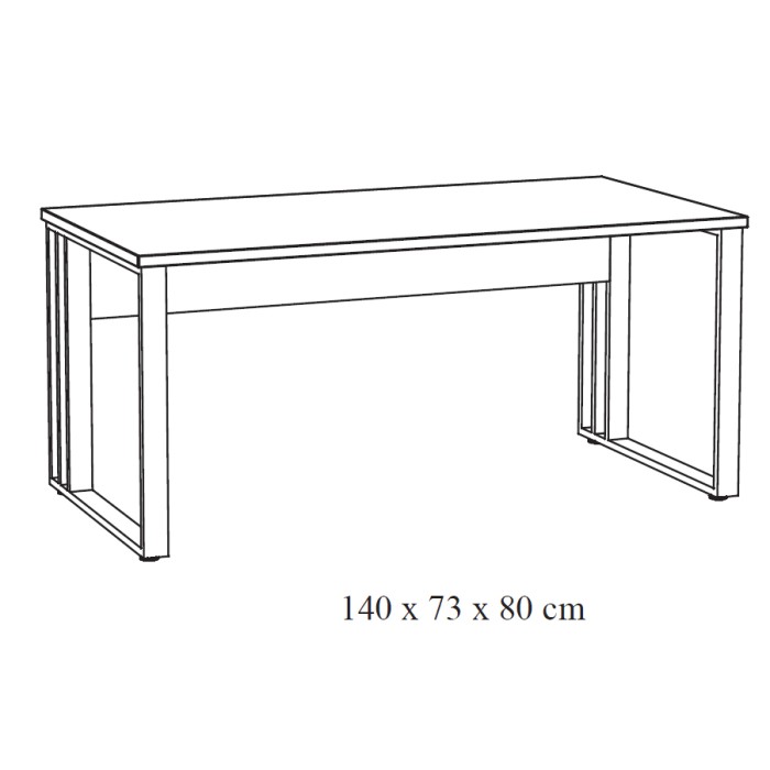 Büro-Schreibtisch YUKON – 140 cm Roh-Eiche und schwarze Beine – Robustes und modernes Design
