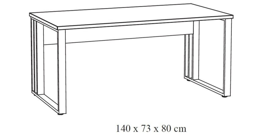 Bureau professionnel 140cm coloris chêne brut et noir collection YUKON
