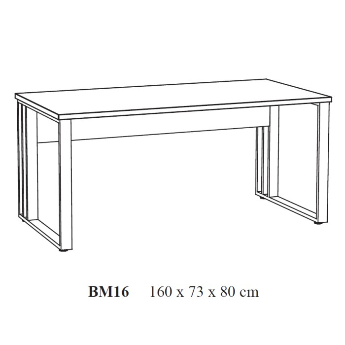 Bureau professionnel 160cm kleur ruw eiken en zwart collectie YUKON