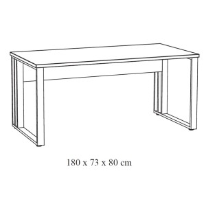 Bureau professionnel 180cm coloris chêne brut et noir collection YUKON