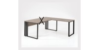 Retour pour bureau de la collection YUKON coloris chêne brut et pieds métalliques noirs