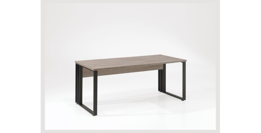 Bureau professionnel 160cm coloris chêne brut et noir collection YUKON