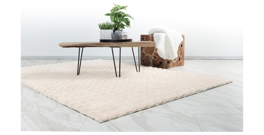 Tapis 150x80cm, design H008Y coloris ivoire - Confort et élégance pour votre intérieur