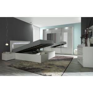 Ensemble PANAREA 180x200 cm : lit avec coffre + chevets