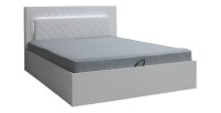 Ensemble lit PANAREA 180x200 avec LED, sommier et chevets – Blanc brillant – Lit design moderne