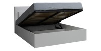 Ensemble lit PANAREA 180x200 avec LED, sommier et chevets – Blanc brillant – Lit design moderne
